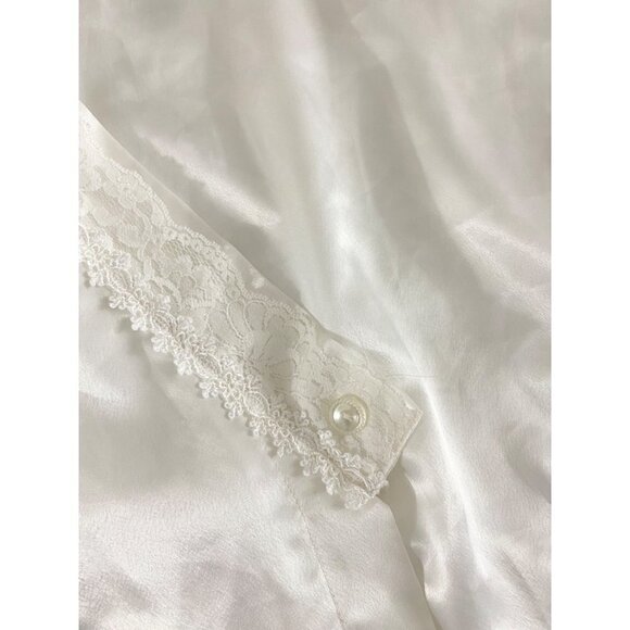 Vintage Christian Dior 10980's Satin Lace Trim Bath Robe - Medium - Picture 13 of 13